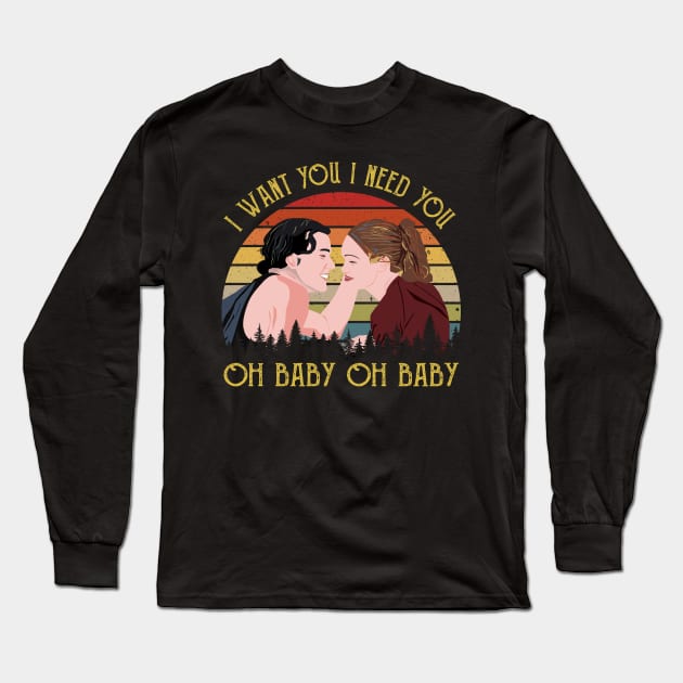 I need You Oh Baby Oh Baby Vintage Retro Long Sleeve T-Shirt by Tentacle Castle